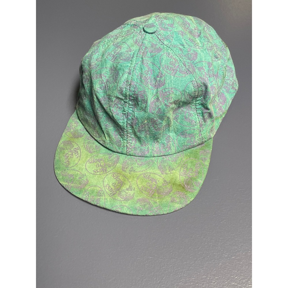 Vintage Bass Pro Shops Hat Teal Purple All Over Print Snapback Made in USA Mens